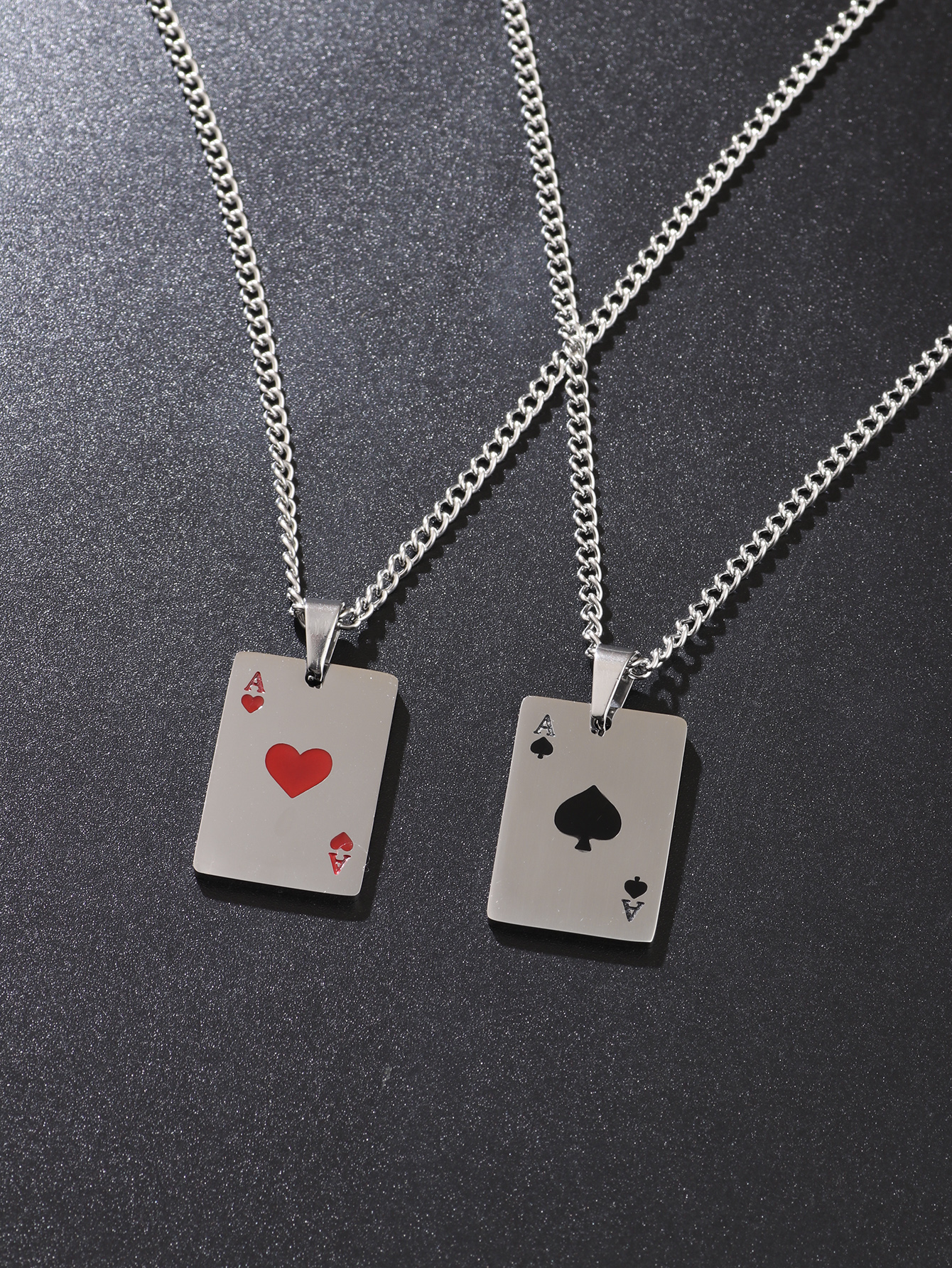 Hip-hop Poker Stainless Steel Alloy Titanium Steel Plating Unisex Pendant Necklace Long Necklace display picture 1