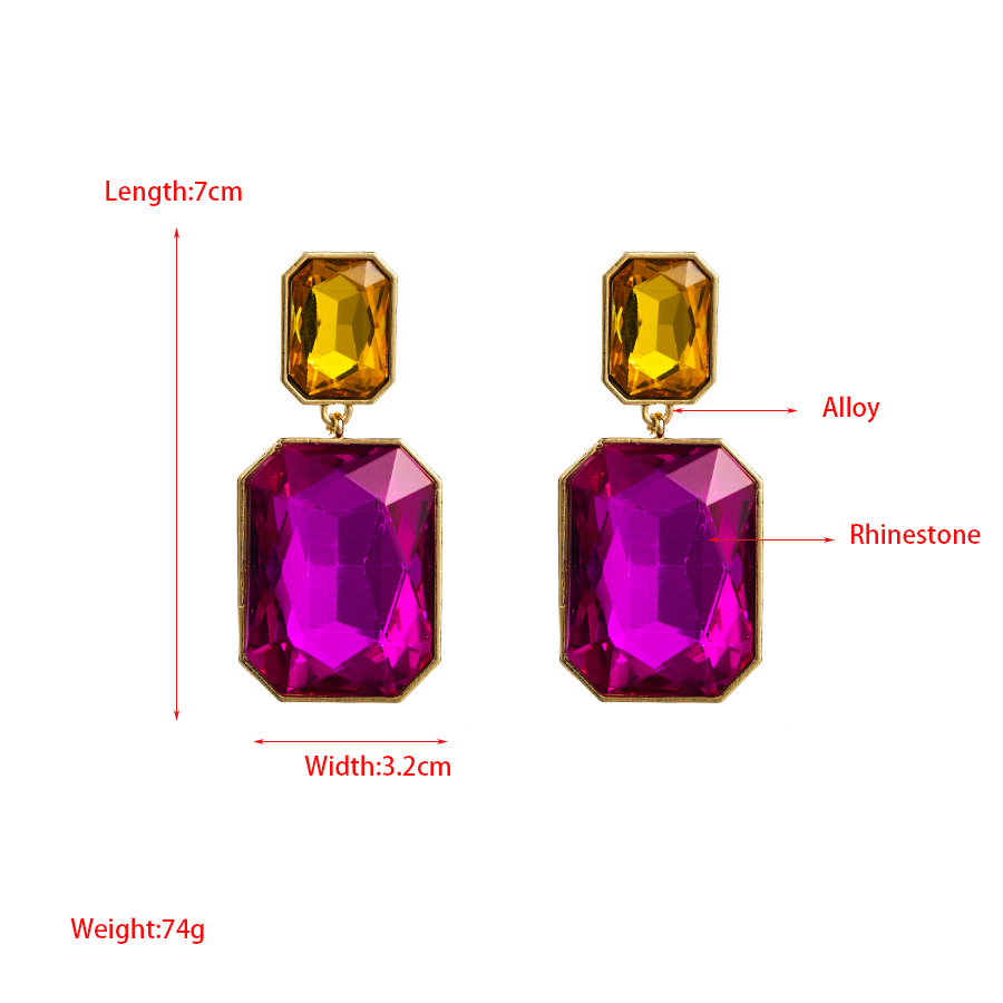 Elegant Glam Luxurious Rectangle Alloy Plating Inlay Rhinestones Gold Plated Women's Drop Earrings display picture 1