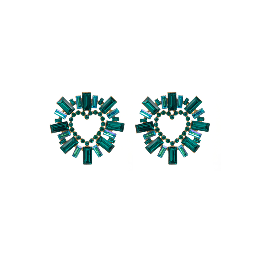 1 Pair Elegant Heart Shape Plating Inlay Alloy Rhinestones Gold Plated Ear Studs display picture 5