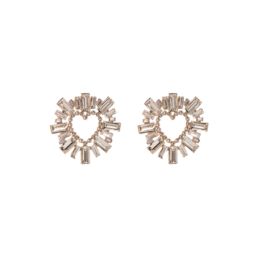 1 Pair Elegant Heart Shape Plating Inlay Alloy Rhinestones Gold Plated Ear Studs display picture 8