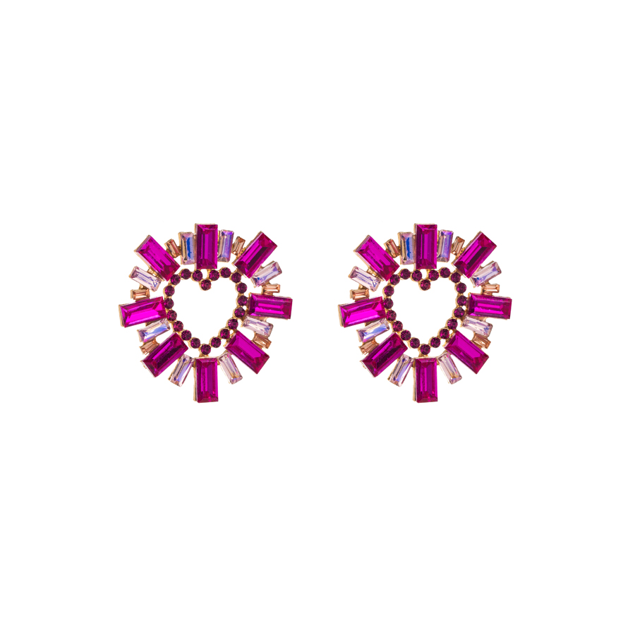 1 Pair Elegant Heart Shape Plating Inlay Alloy Rhinestones Gold Plated Ear Studs display picture 6