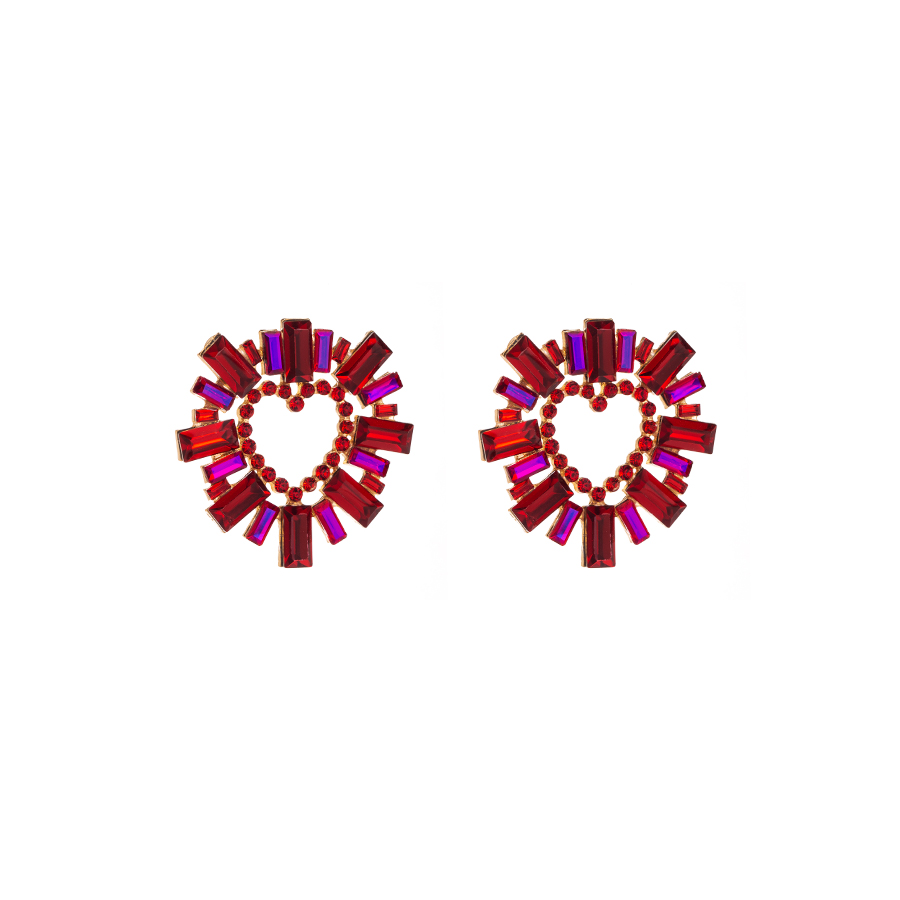 1 Pair Elegant Heart Shape Plating Inlay Alloy Rhinestones Gold Plated Ear Studs display picture 7