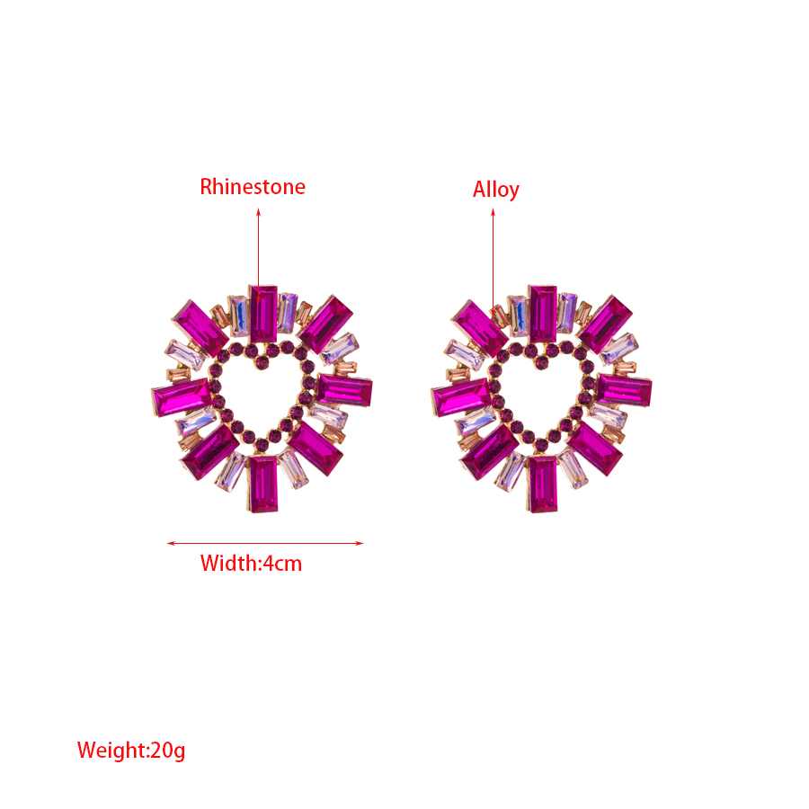 1 Pair Elegant Heart Shape Plating Inlay Alloy Rhinestones Gold Plated Ear Studs display picture 1