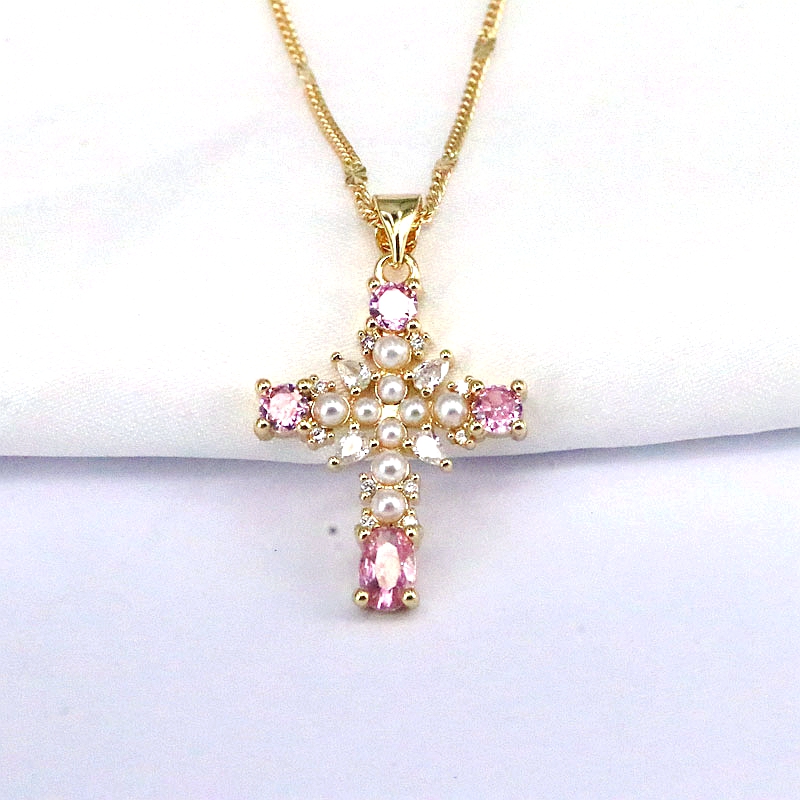 Hip-hop Retro Cross Copper Plating Inlay Zircon Gold Plated Pendant Necklace display picture 6