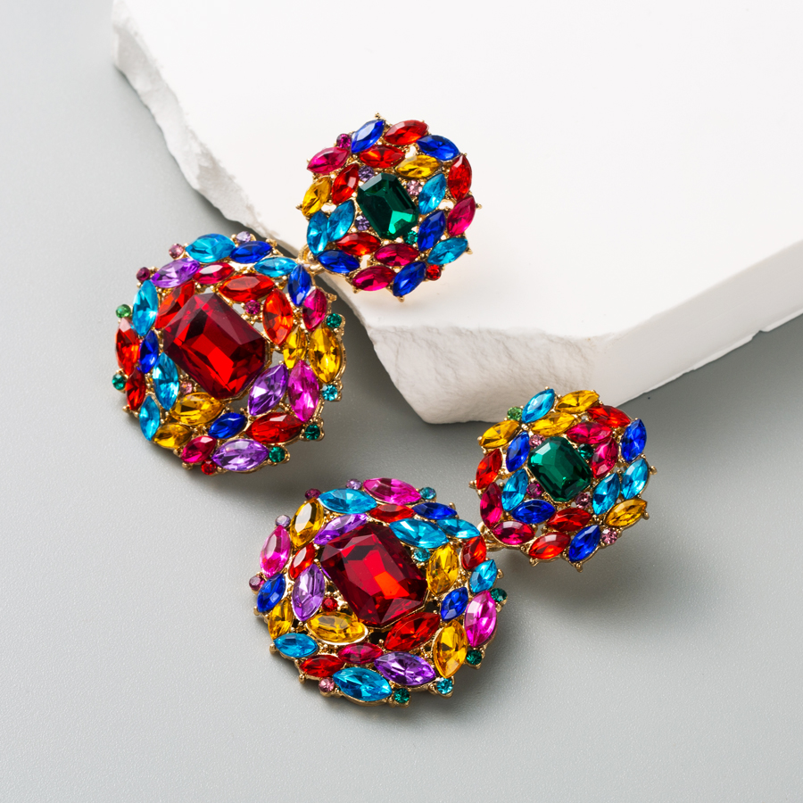 Elegant Glam Luxurious Round Alloy Rhinestone Rhinestones Gold Plated Women's Drop Earrings display picture 3