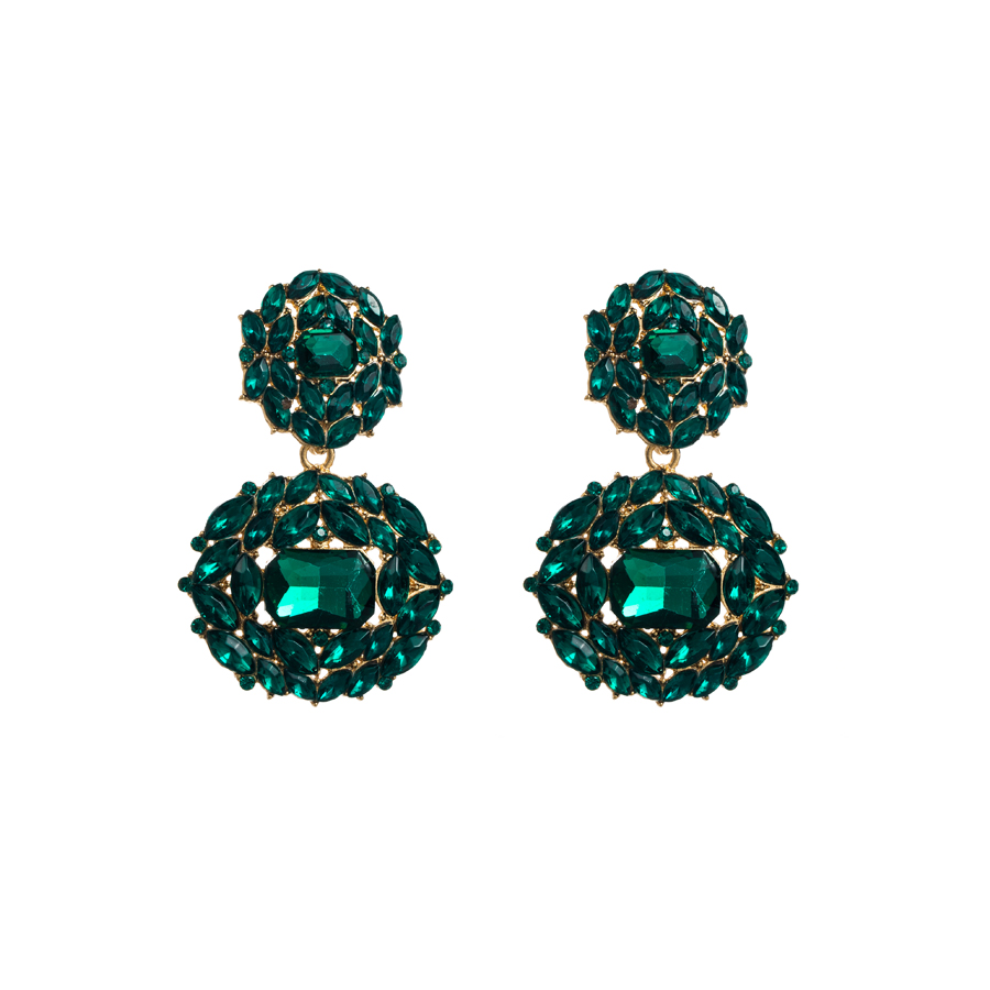 Elegant Glam Luxurious Round Alloy Rhinestone Rhinestones Gold Plated Women's Drop Earrings display picture 5