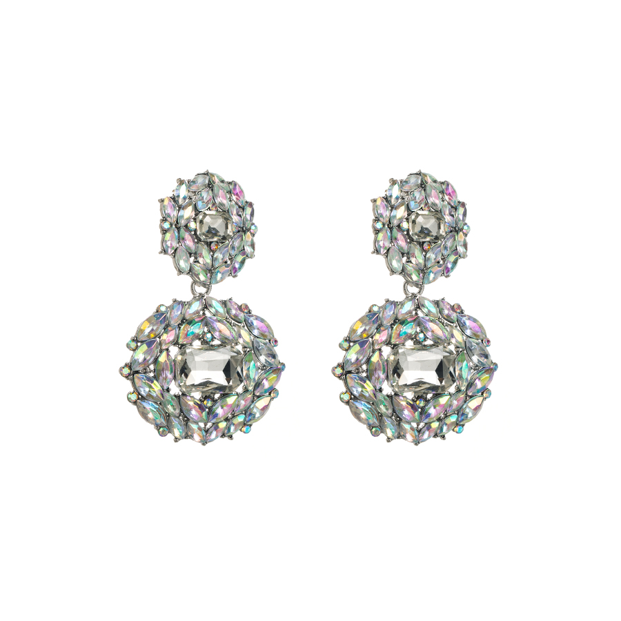 Elegant Glam Luxurious Round Alloy Rhinestone Rhinestones Gold Plated Women's Drop Earrings display picture 6