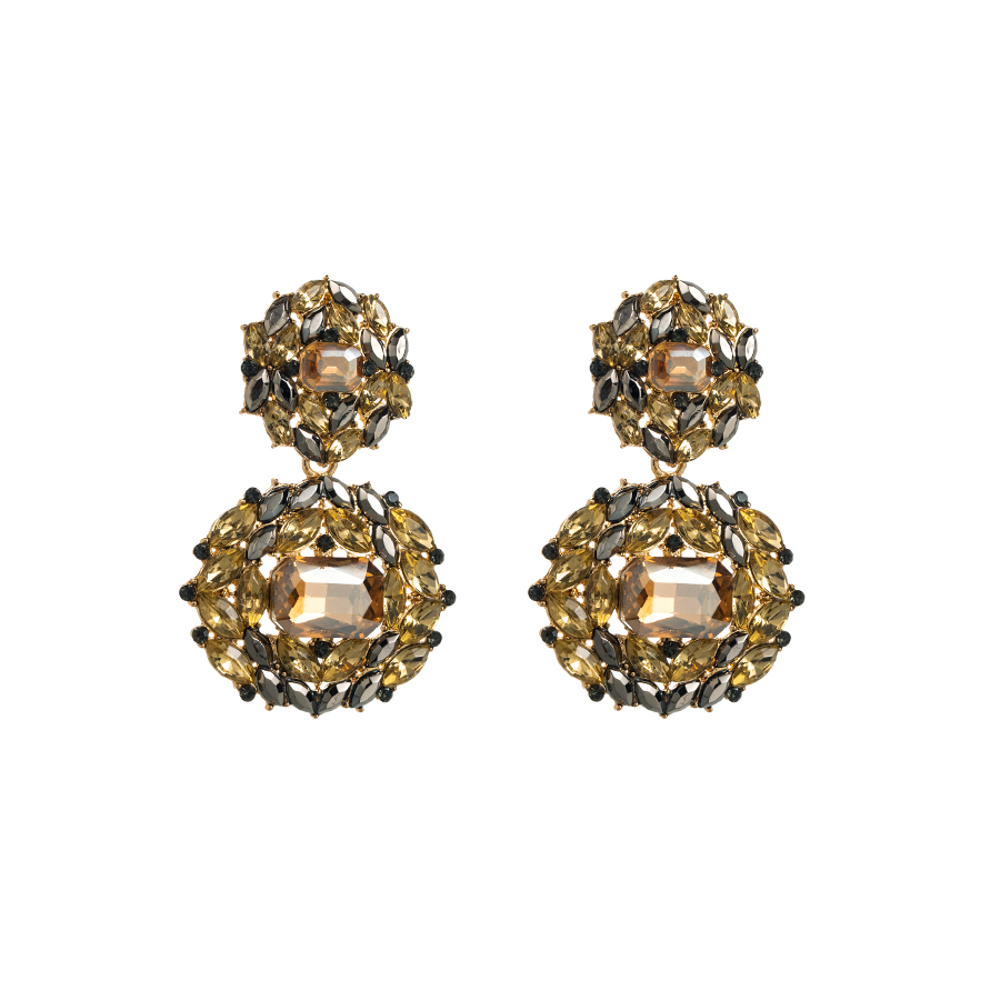 Elegant Glam Luxurious Round Alloy Rhinestone Rhinestones Gold Plated Women's Drop Earrings display picture 7