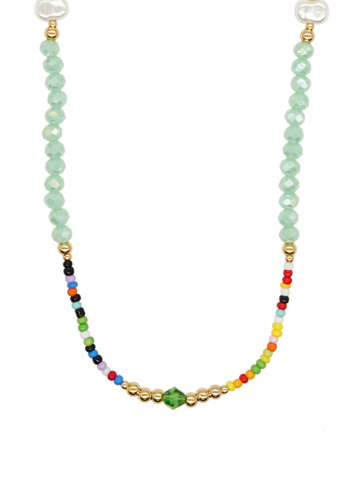 Classic Style Colorful Beaded Imitation Pearl Copper Women's Necklace display picture 3
