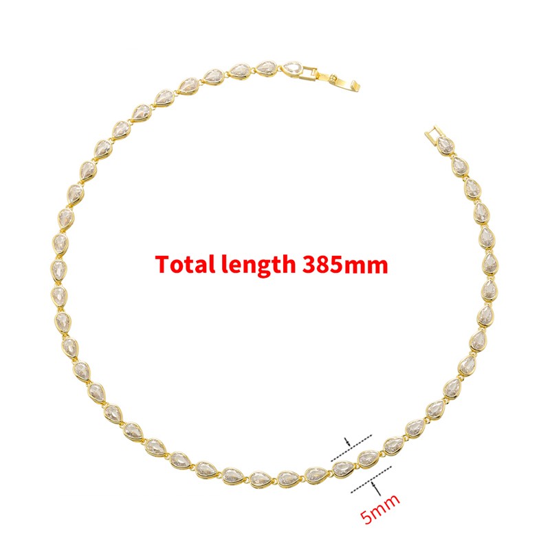 Elegant Glam Water Droplets Brass Plating Inlay Zircon 18k Gold Plated Bracelets Necklace display picture 9