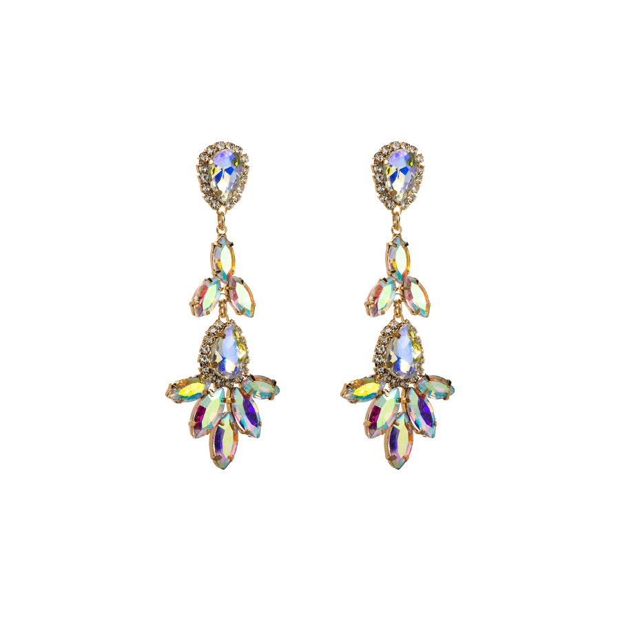 Elegant Luxurious Sweet Water Droplets Alloy Plating Inlay Rhinestones Gold Plated Women's Drop Earrings display picture 6