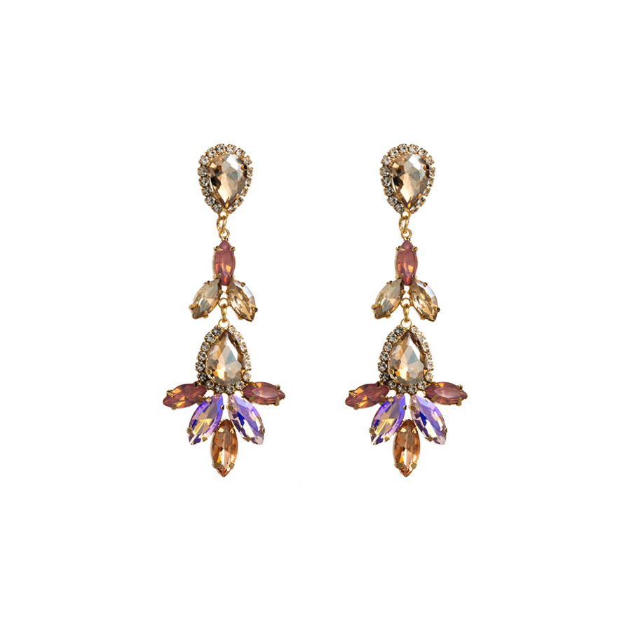 Elegant Luxurious Sweet Water Droplets Alloy Plating Inlay Rhinestones Gold Plated Women's Drop Earrings display picture 7