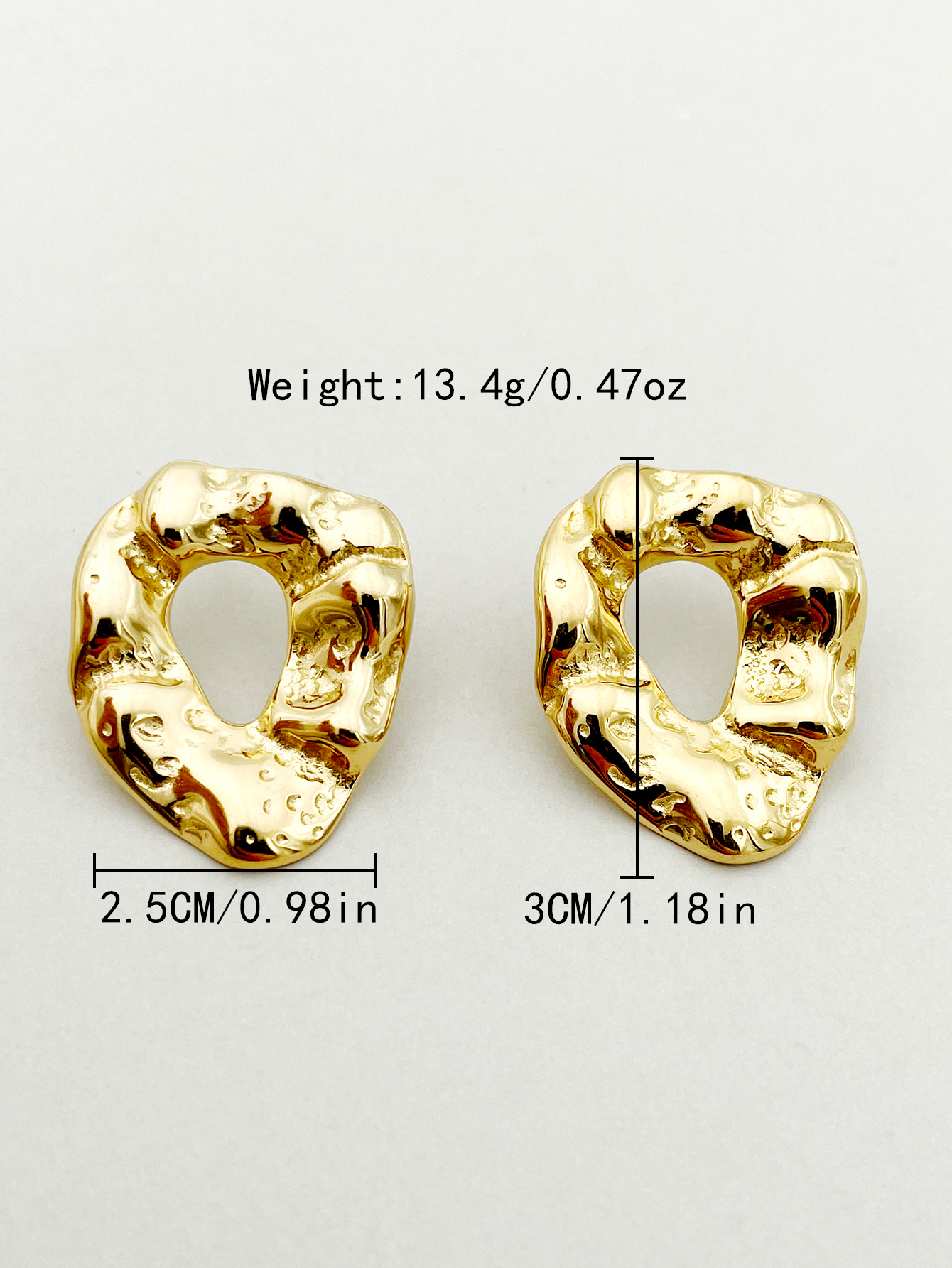 1 Pair Artistic Irregular Polishing Plating Hollow Out 304 Stainless Steel 14K Gold Plated Ear Studs display picture 3