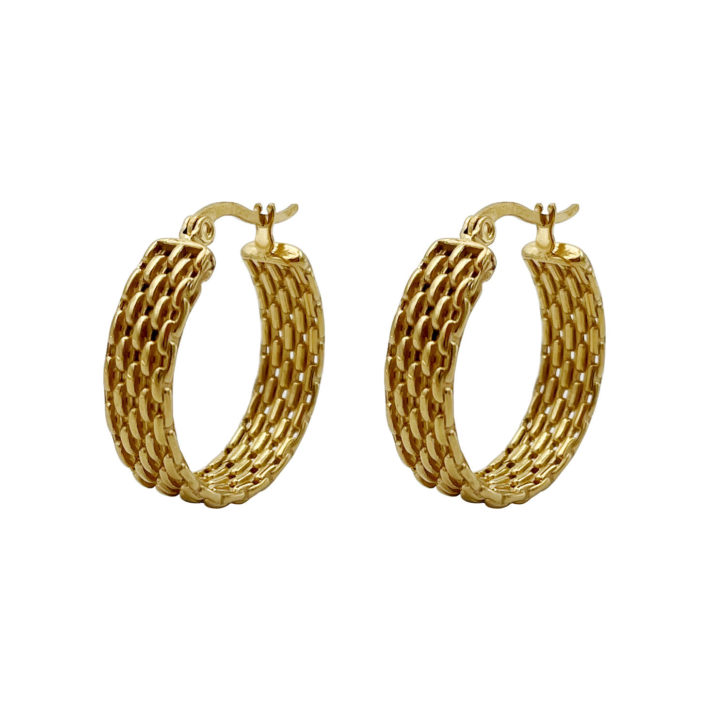 1 Pair Vintage Style Simple Style Round Chain Stainless Steel Metal Polishing Plating Gold Plated Hoop Earrings display picture 4