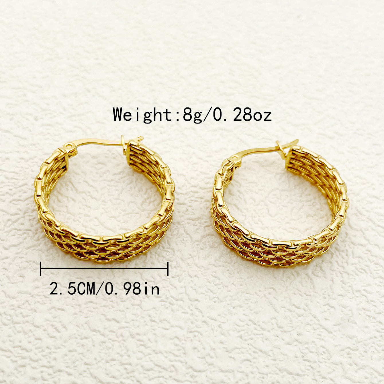 1 Pair Vintage Style Simple Style Round Chain Stainless Steel Metal Polishing Plating Gold Plated Hoop Earrings display picture 3