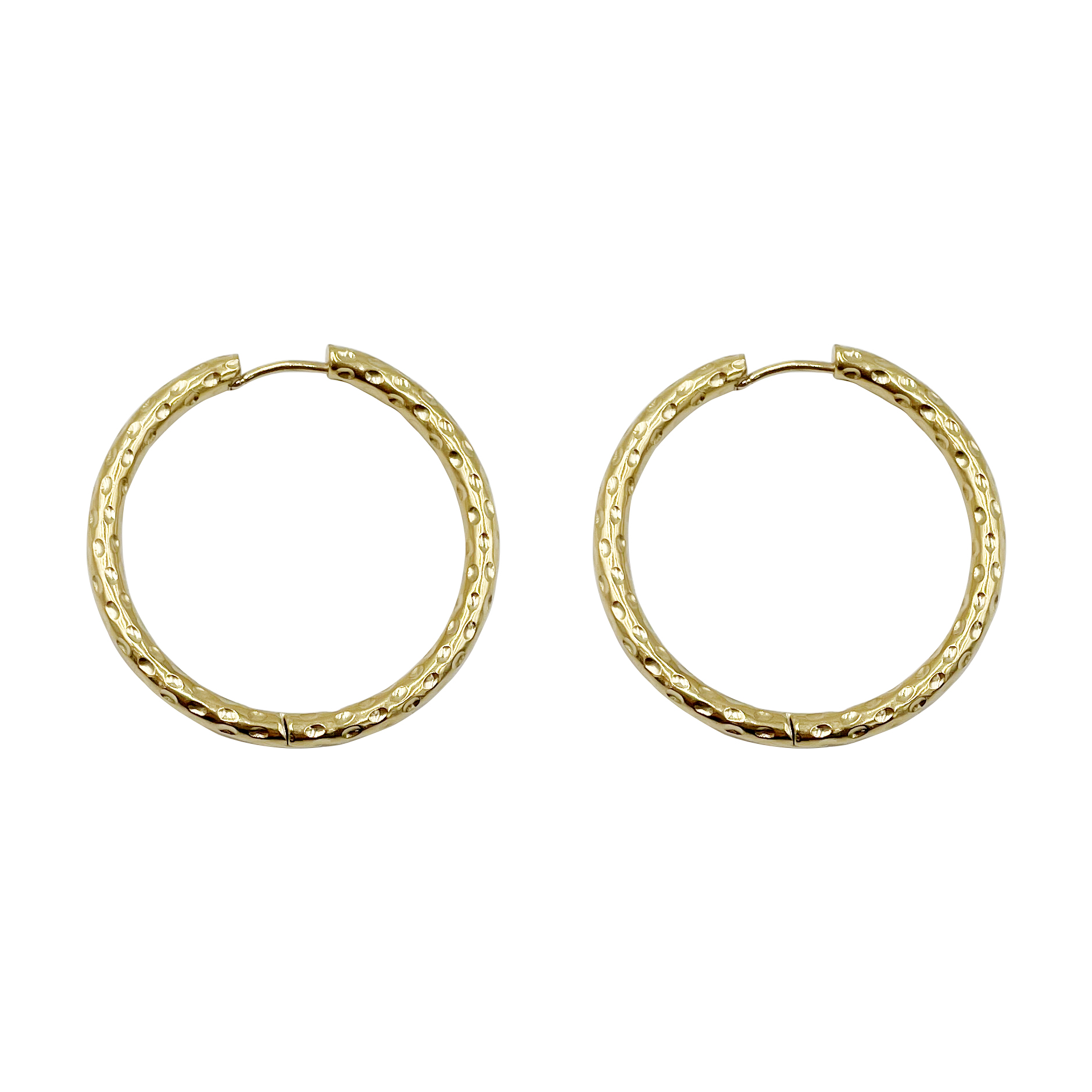 1 Pair Casual Simple Style Circle Polishing Plating 304 Stainless Steel 14K Gold Plated Hoop Earrings display picture 4