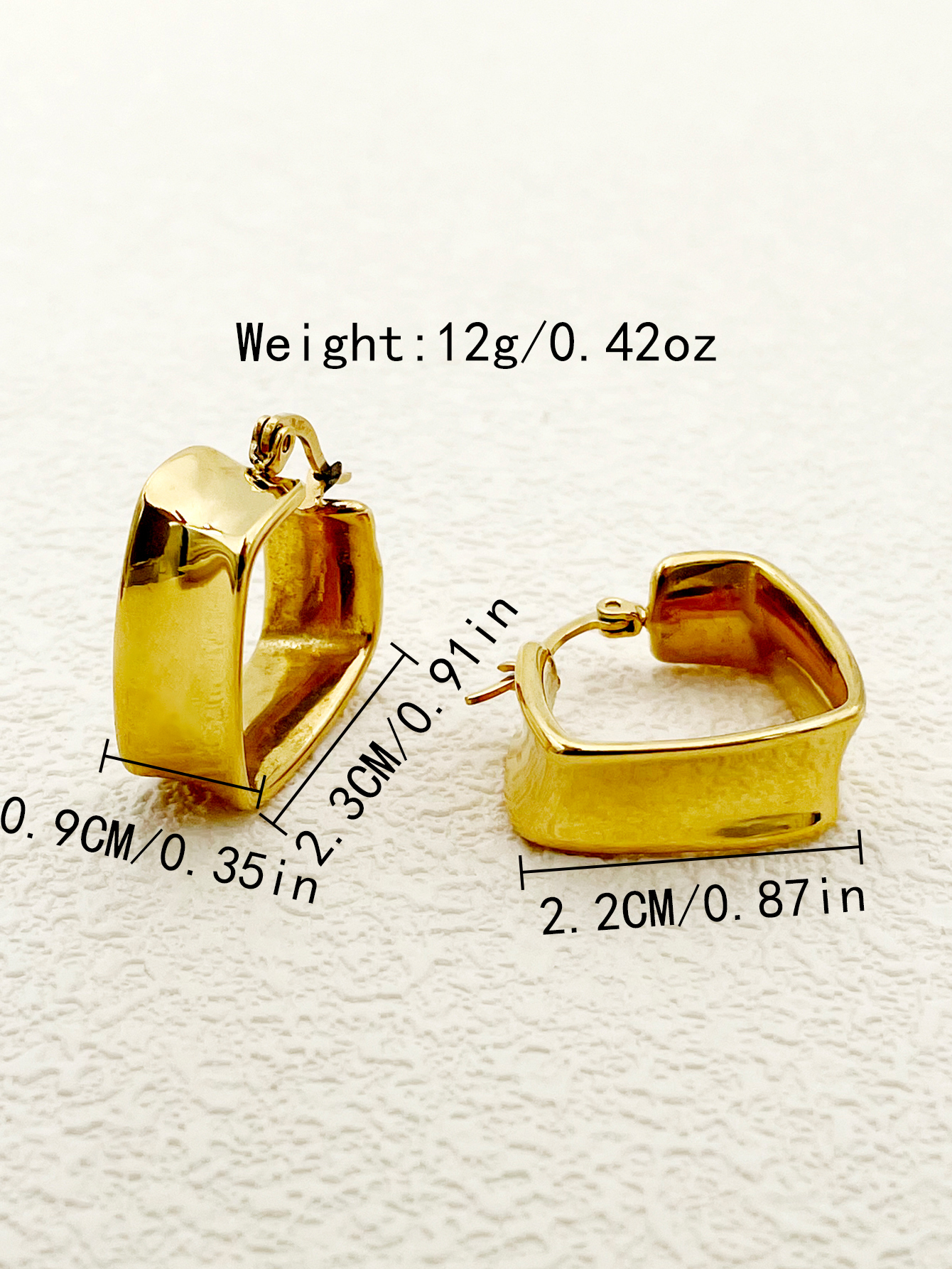 1 Pair Simple Style Square Polishing Plating 304 Stainless Steel 14K Gold Plated Hoop Earrings display picture 3