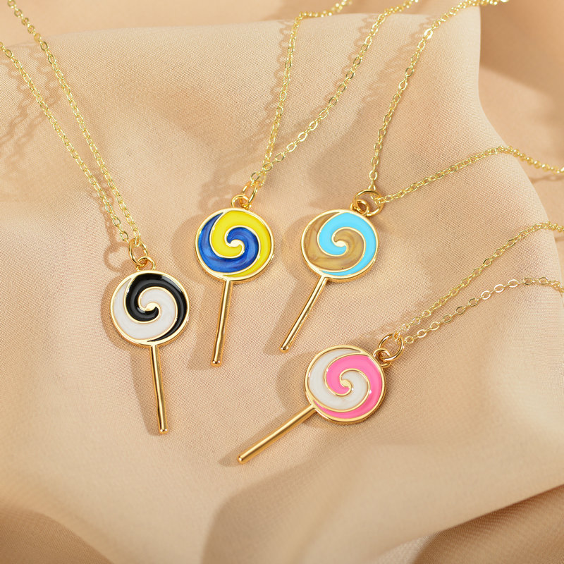Cute Simple Style Lollipop Alloy Copper Enamel Women's Pendant Necklace display picture 1