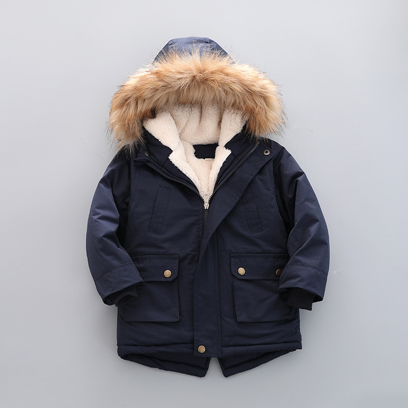 Casual Solid Color Multiple Pockets Cotton Blend Boys Outerwear display picture 1