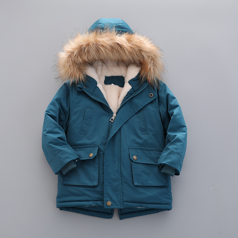 Casual Solid Color Multiple Pockets Cotton Blend Boys Outerwear display picture 5