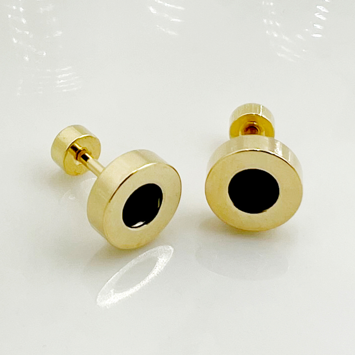 1 Pair Classic Style Commute Round Plating Inlay 304 Stainless Steel Zircon 14K Gold Plated Ear Studs display picture 1