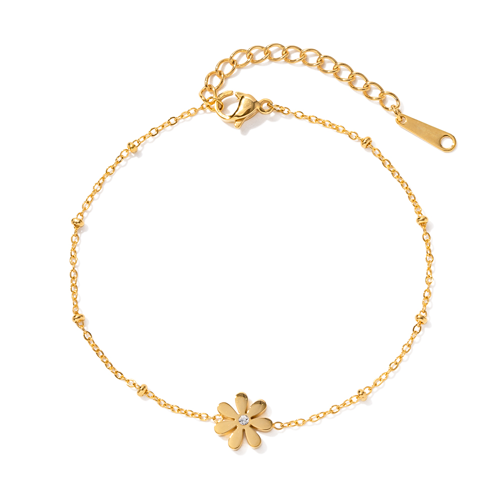 Simple Style Flower Stainless Steel Flowers Titanium Steel 18k Gold Plated Bracelets display picture 6