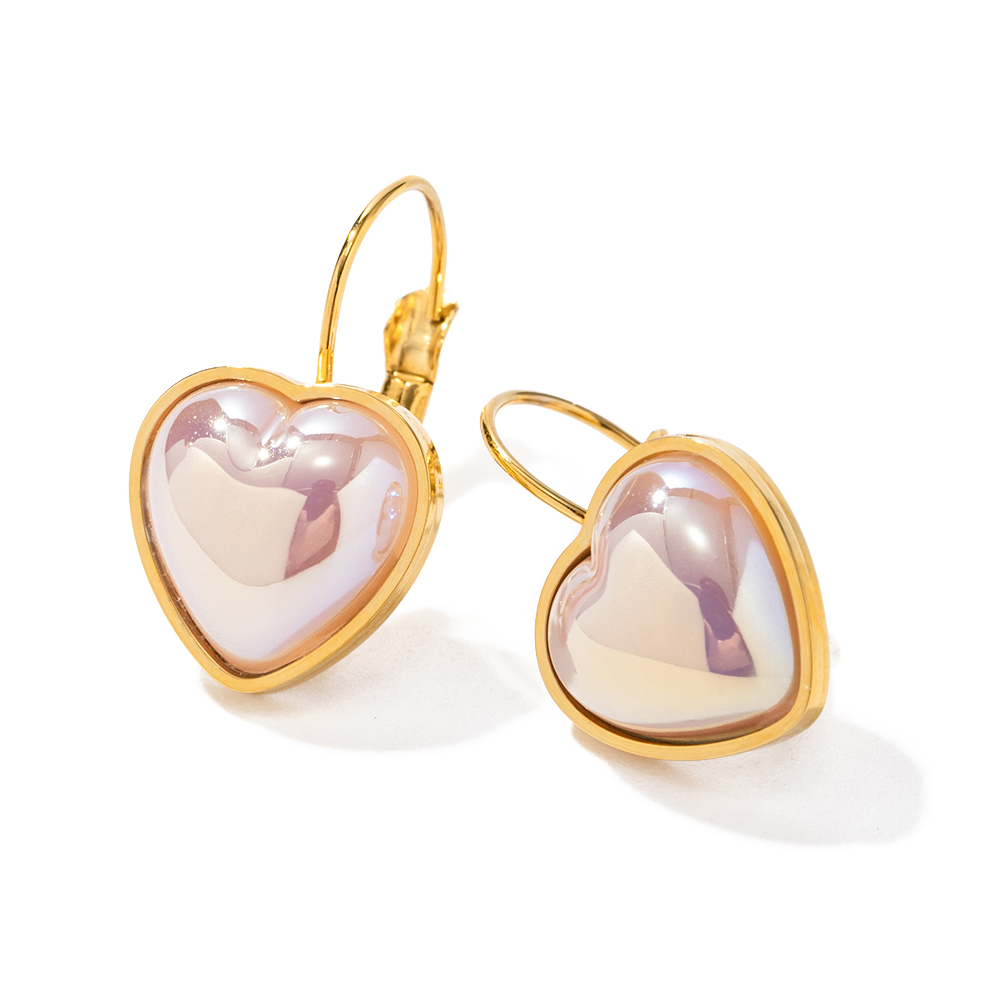 Wholesale Ig Style Star Oval Heart Shape Stainless Steel Inlay 18k Gold Plated Pearl Rings Earrings display picture 4