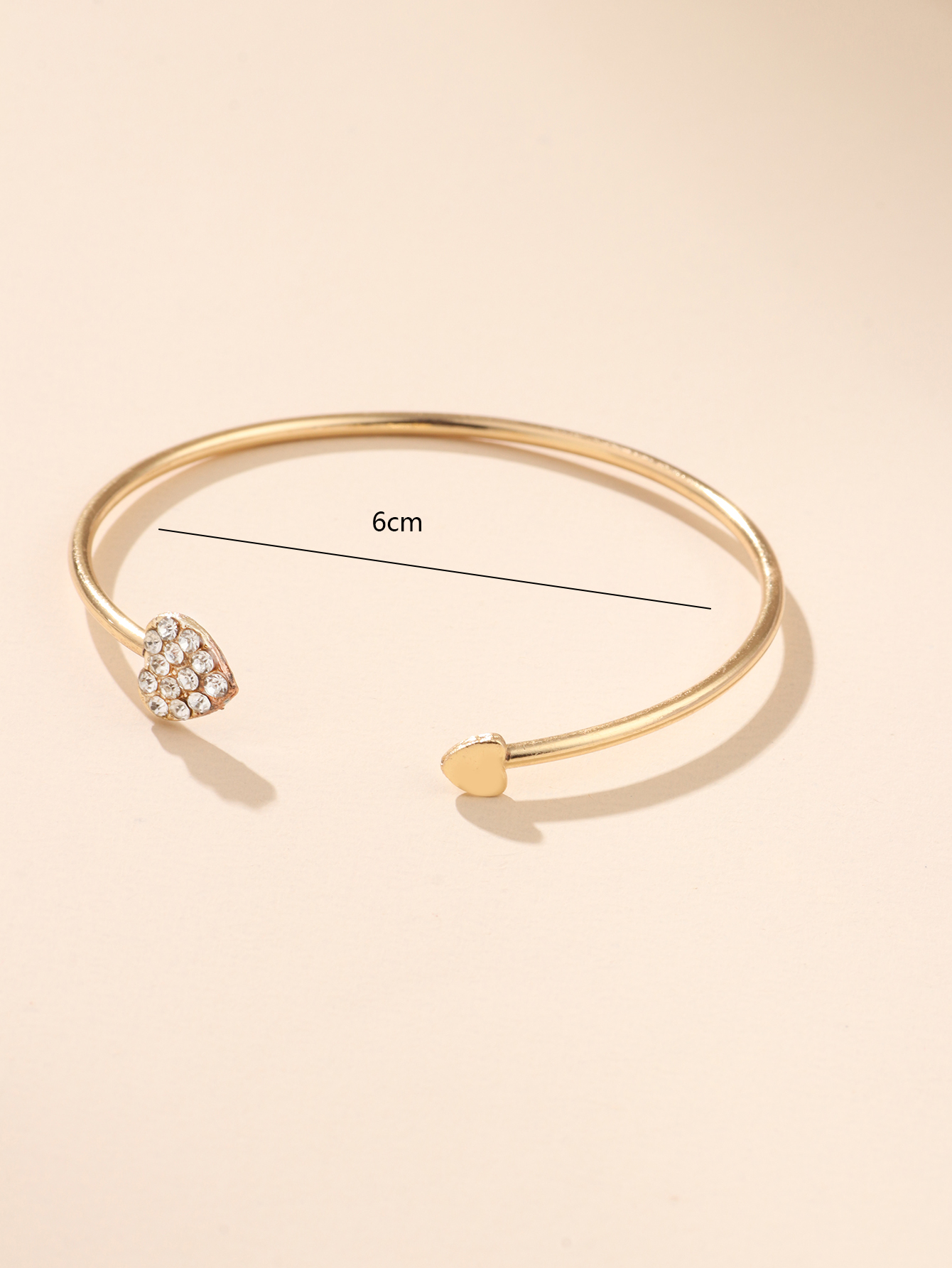 Elegant Heart Shape Twist Alloy Plating Inlay Rhinestones Rose Gold Plated Women's Cuff Bracelets display picture 4