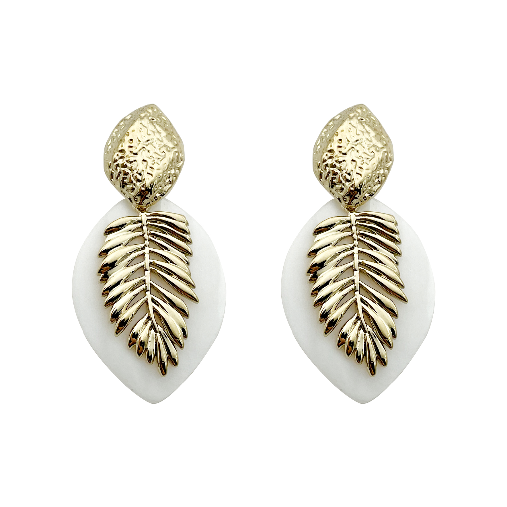1 Pair Vintage Style Vacation Artistic Leaves Fish Bone Polishing Plating 304 Stainless Steel Shell Shell 14K Gold Plated Drop Earrings display picture 4