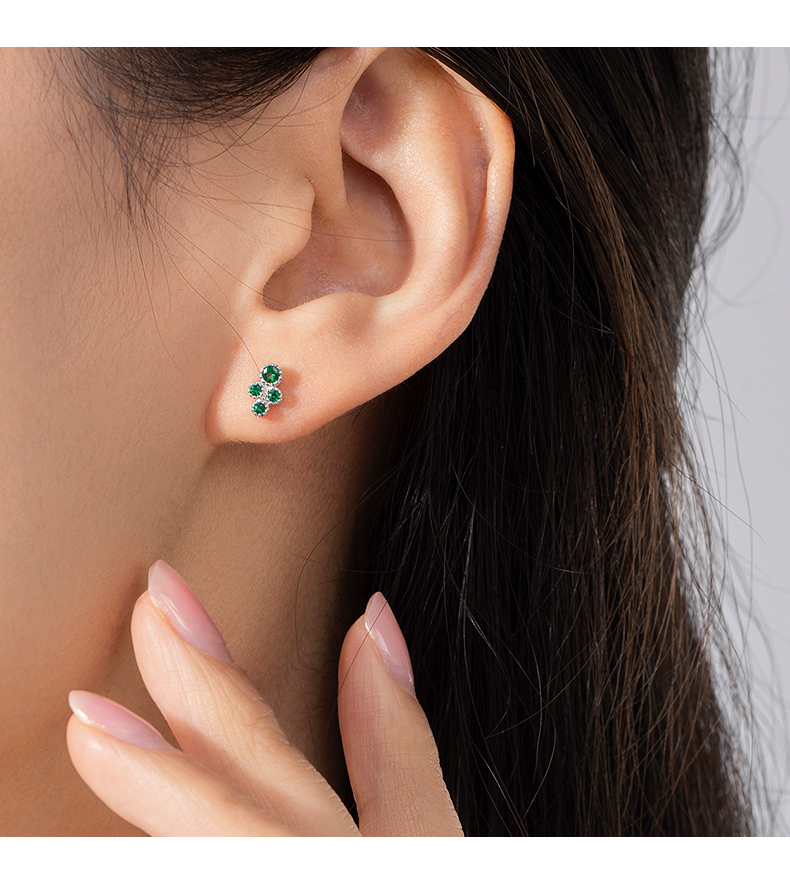 1 Pair Ins Style Simple Style Irregular Round Sterling Silver Plating Inlay Zircon Rhodium Plated Ear Studs display picture 3