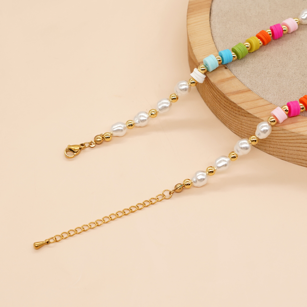 Artistic Colorful Imitation Pearl Soft Clay Wholesale Bracelets Necklace display picture 4