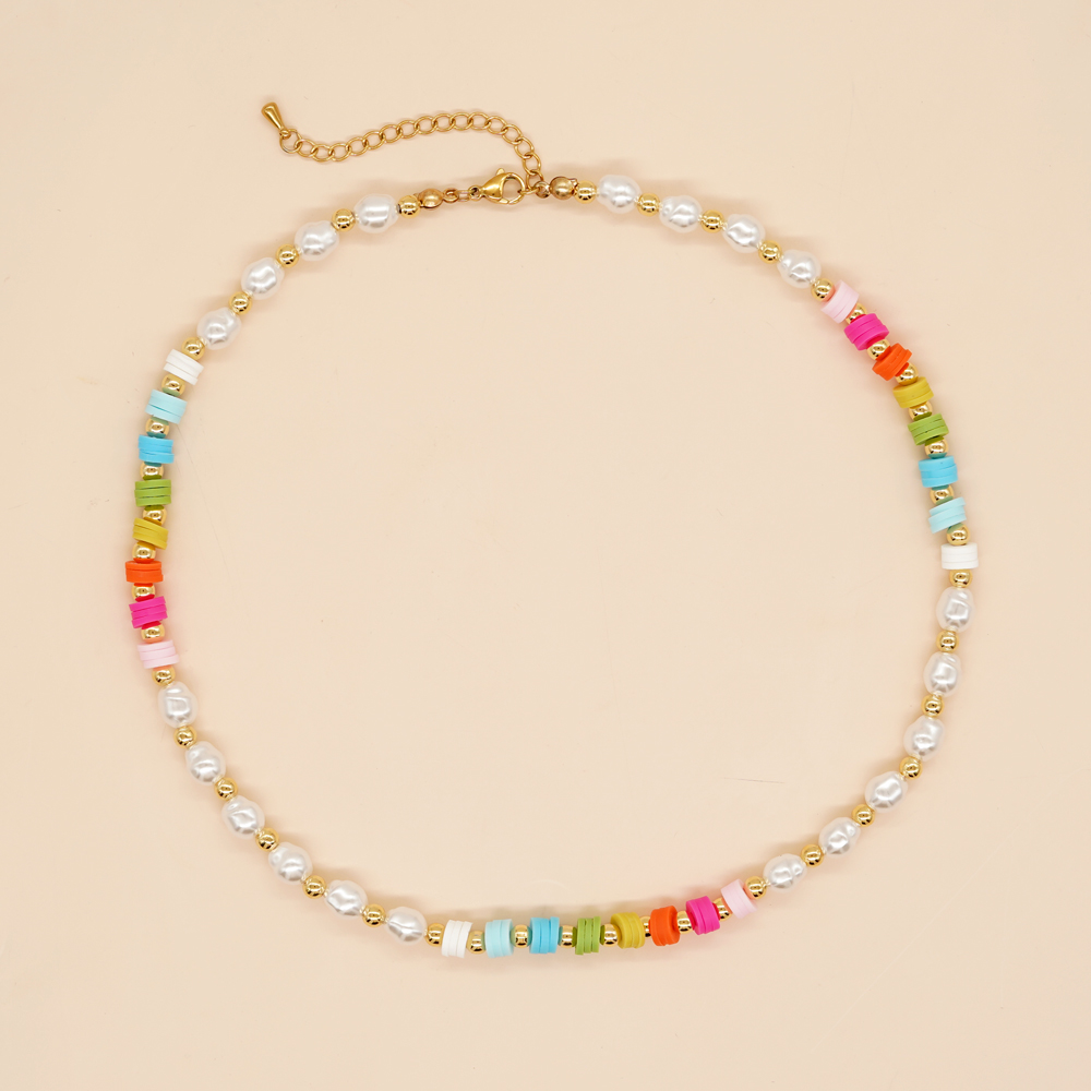 Artistic Colorful Imitation Pearl Soft Clay Wholesale Bracelets Necklace display picture 5