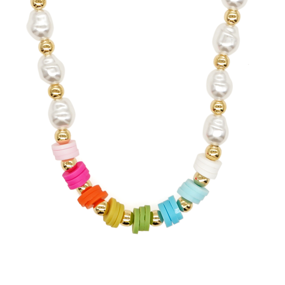Artistic Colorful Imitation Pearl Soft Clay Wholesale Bracelets Necklace display picture 3