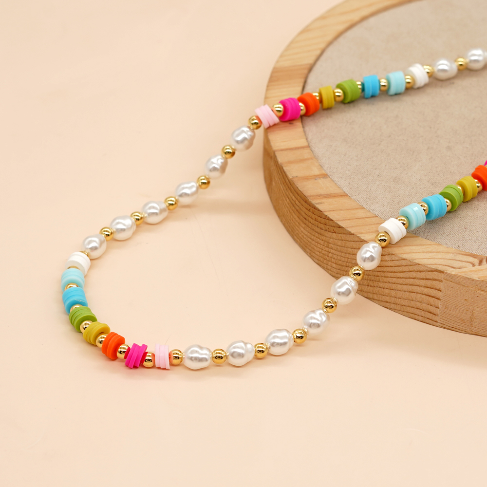 Artistic Colorful Imitation Pearl Soft Clay Wholesale Bracelets Necklace display picture 6
