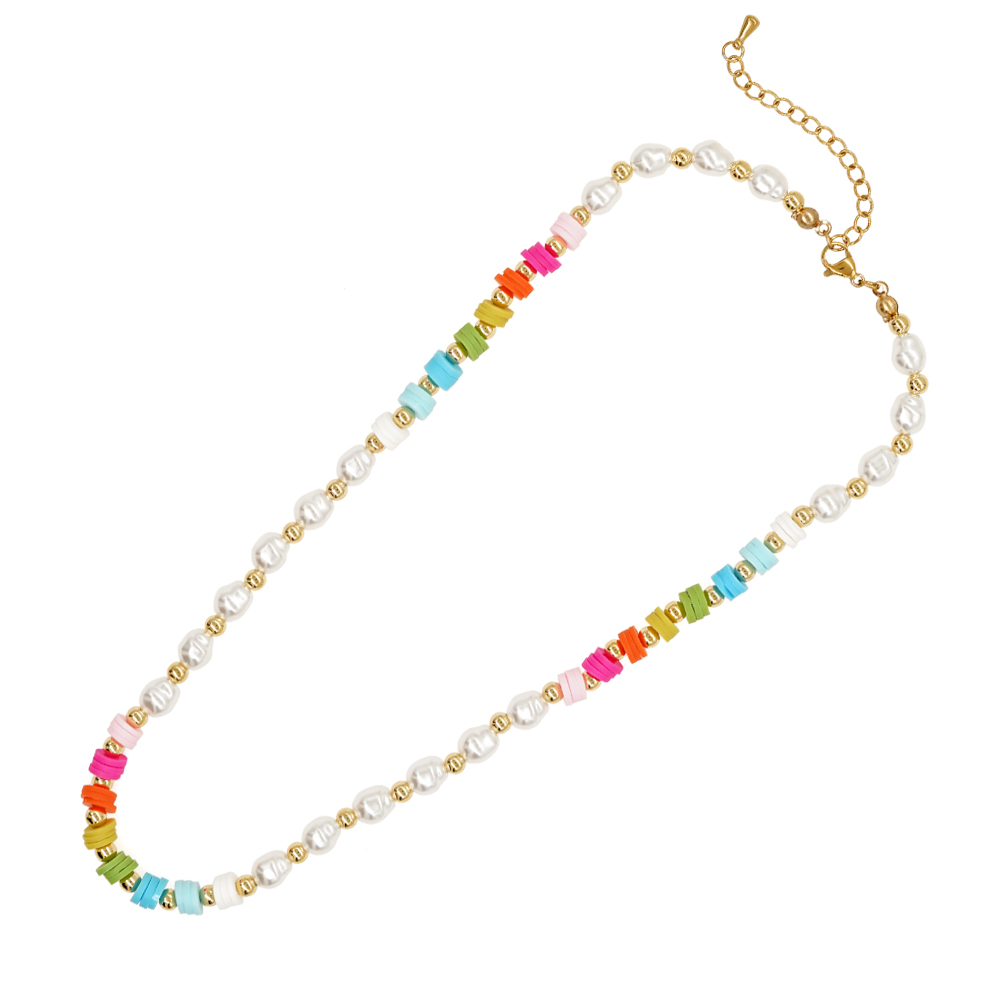 Artistic Colorful Imitation Pearl Soft Clay Wholesale Bracelets Necklace display picture 1