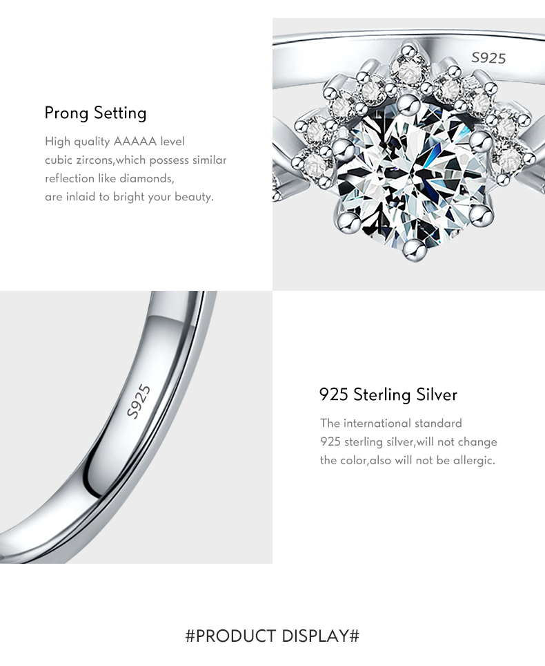 Elegant Luxurious Sterling Silver Hollow Out Inlay Zircon Rhodium Plated Rings display picture 5