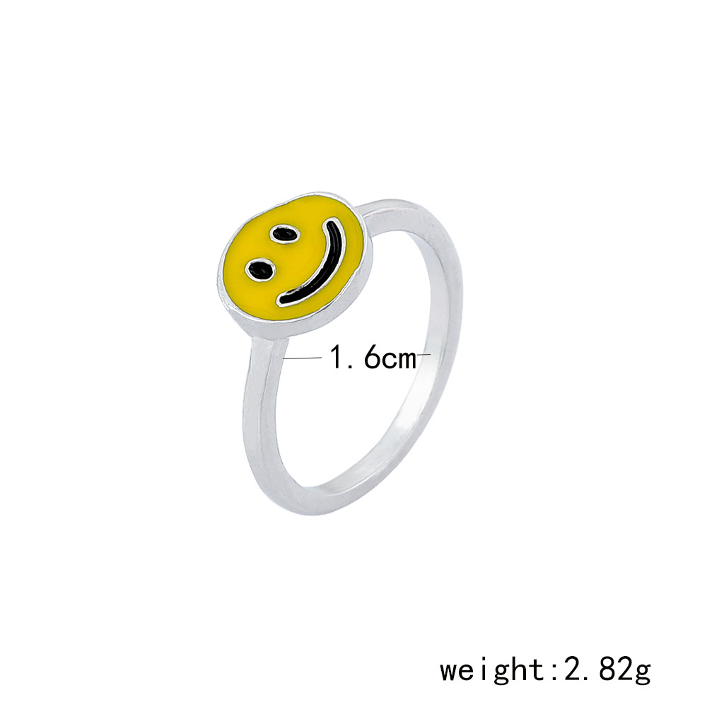 Cute Sweet Simple Style Smiley Face Alloy Enamel Plating Alloy Women's Rings display picture 4