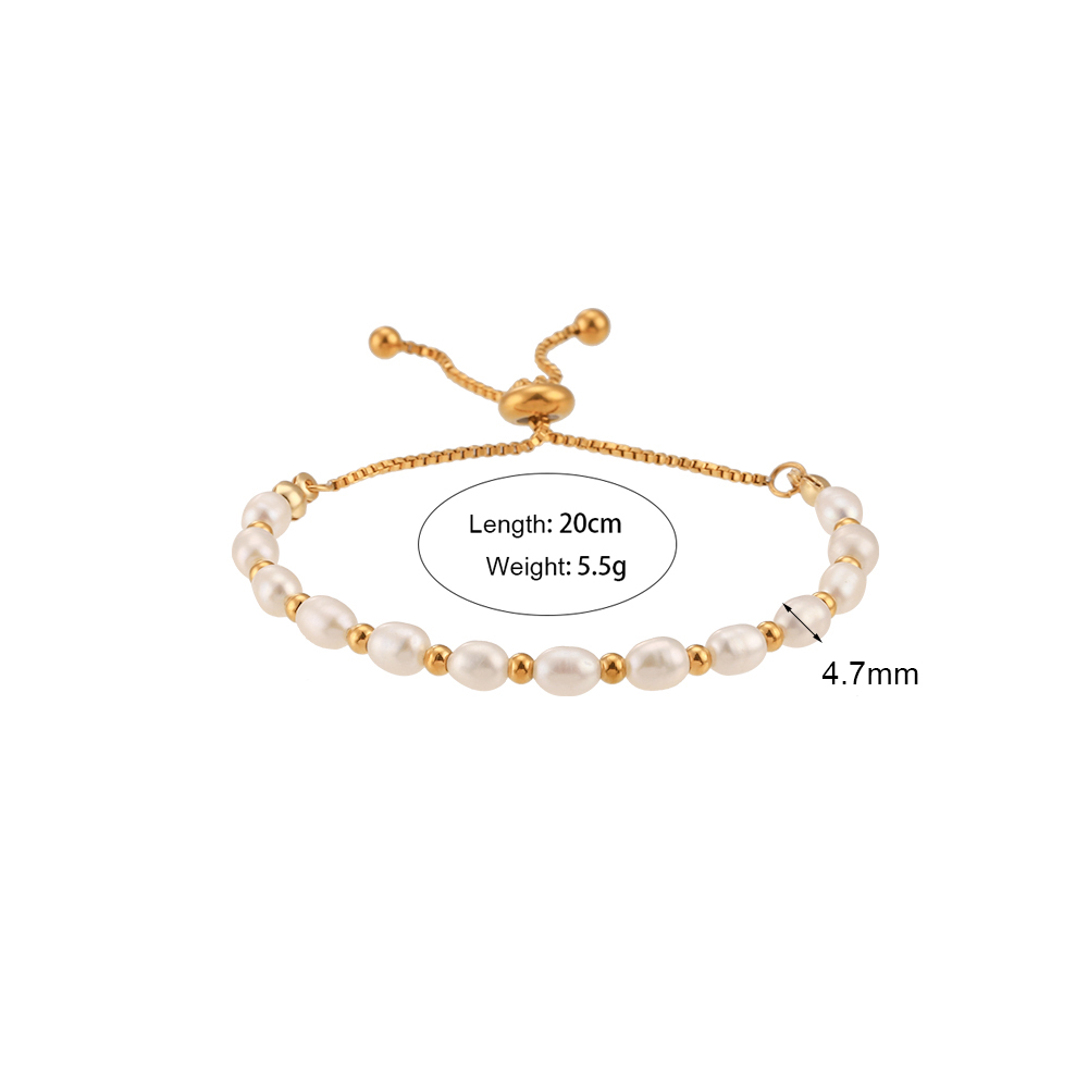 Wholesale Basic Simple Style Classic Style Round Freshwater Pearl 18k Gold Plated Bracelets display picture 2