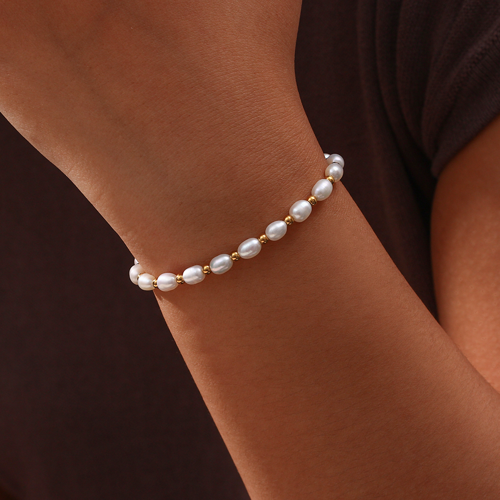 Wholesale Basic Simple Style Classic Style Round Freshwater Pearl 18k Gold Plated Bracelets display picture 11