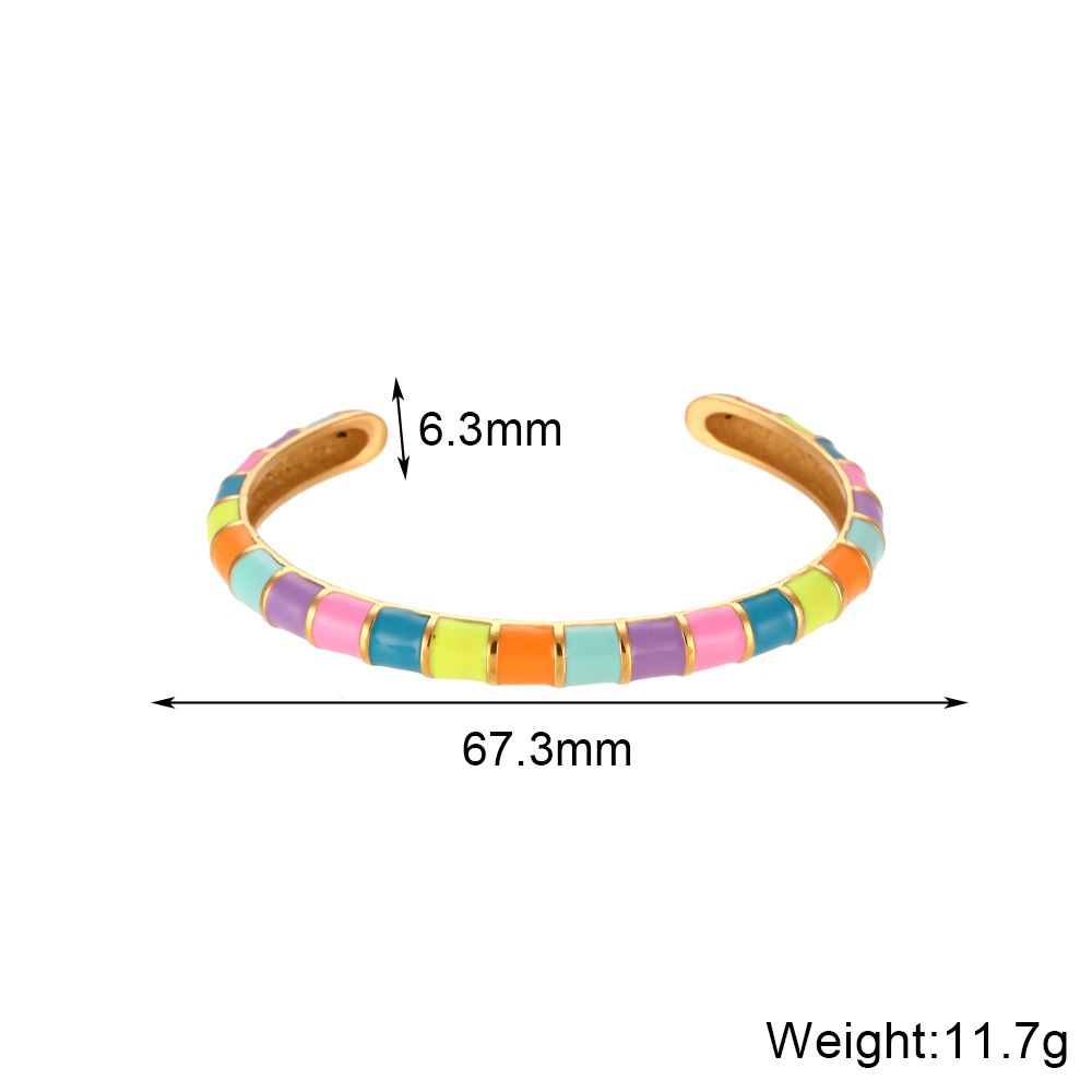 Vintage Style Simple Style Classic Style Multicolor Stainless Steel Plating 18k Gold Plated Bangle display picture 2