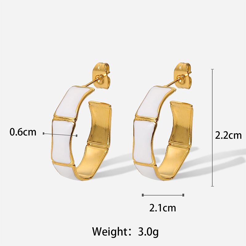 1 Pair Classic Style C Shape Enamel Plating Stainless Steel 18k Gold Plated Ear Studs display picture 7