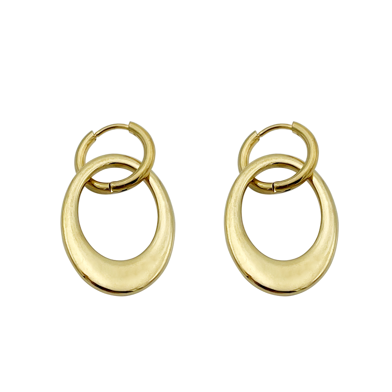 1 Pair Modern Style Simple Style Oval Plating 304 Stainless Steel 14K Gold Plated Drop Earrings display picture 4