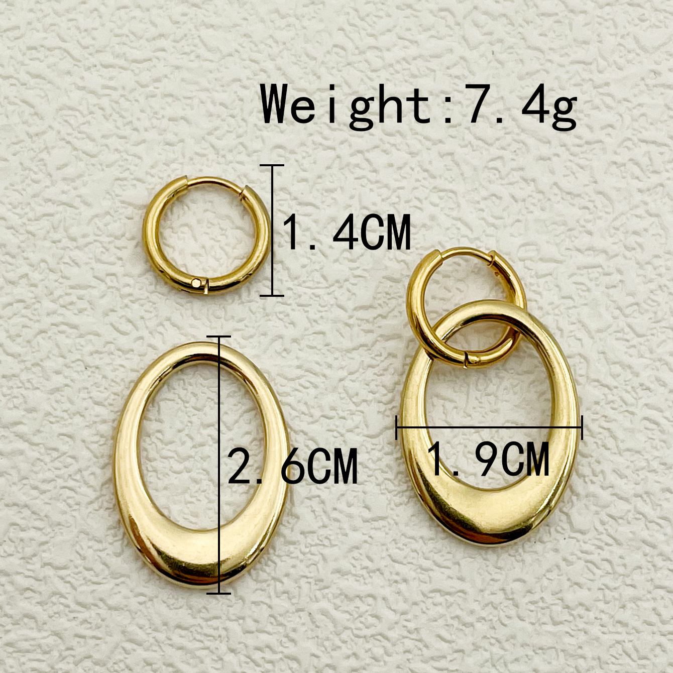 1 Pair Modern Style Simple Style Oval Plating 304 Stainless Steel 14K Gold Plated Drop Earrings display picture 3