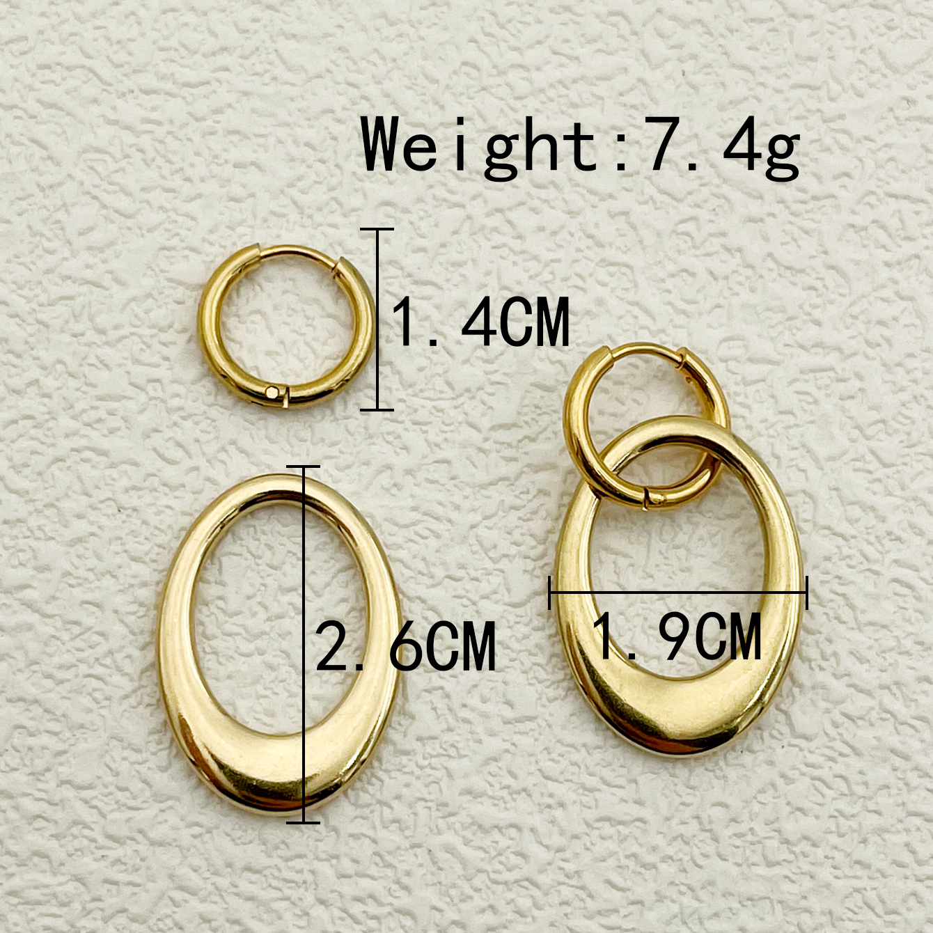 1 Par Estilo Moderno Estilo Simple Oval Enchapado Acero Inoxidable 304 Chapado En Oro De 14 Quilates. Pendientes De Gota display picture 3