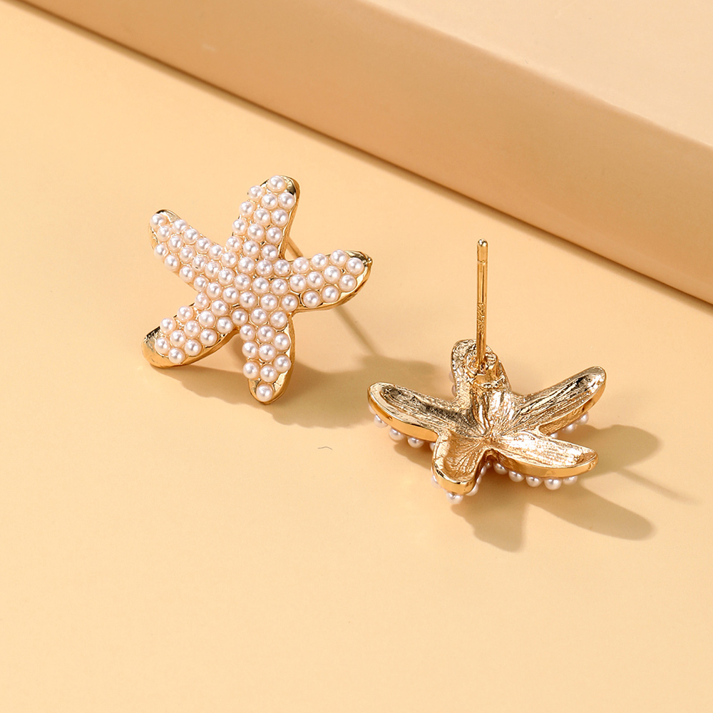 Elegant Starfish Flower Bow Knot Alloy Plating Inlay Artificial Pearls Rhinestones Gold Plated Women's Earrings display picture 11