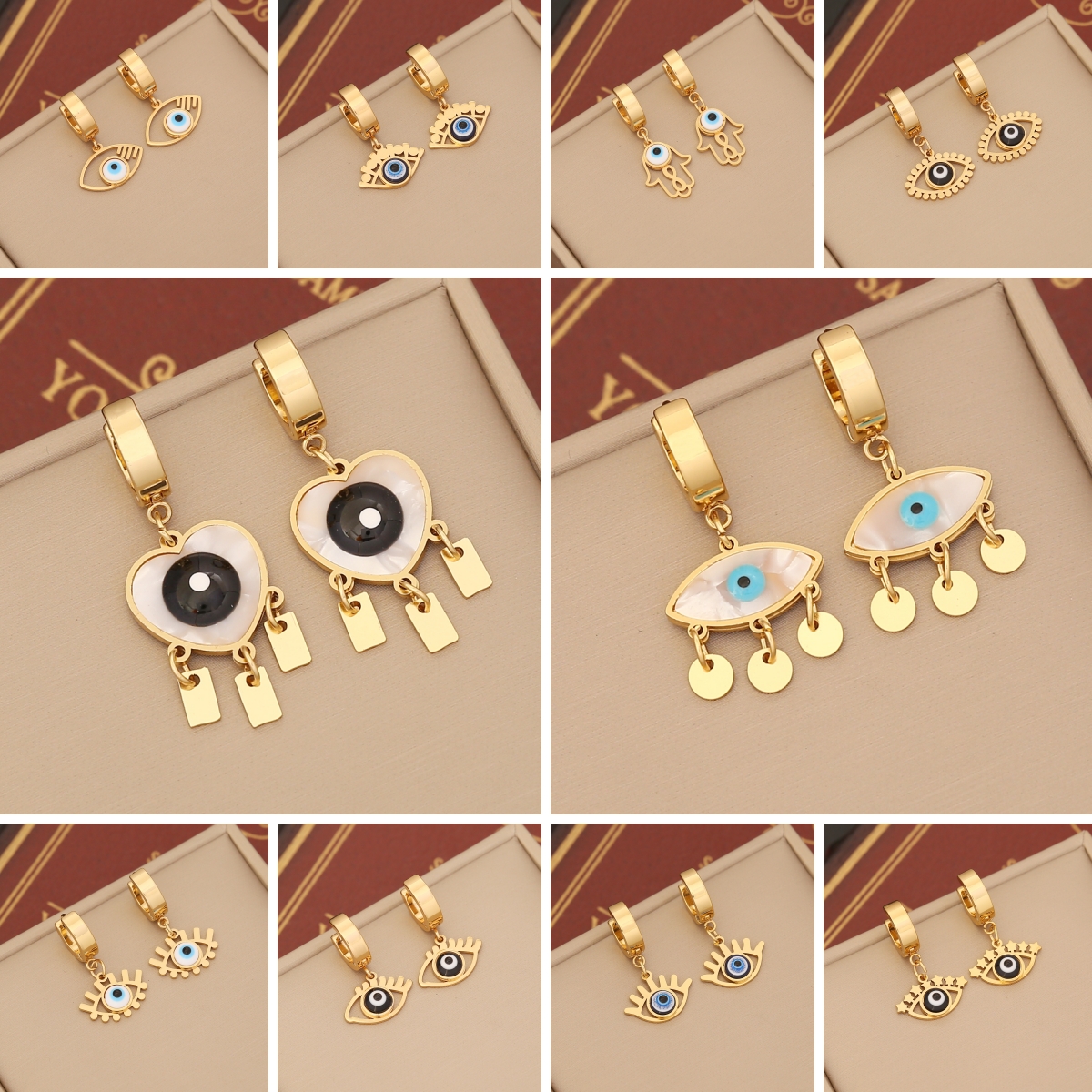 1 Pair IG Style Devil'S Eye Enamel Stainless Steel 18K Gold Plated Drop Earrings display picture 1