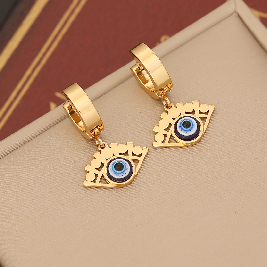 1 Pair IG Style Devil'S Eye Enamel Stainless Steel 18K Gold Plated Drop Earrings display picture 11