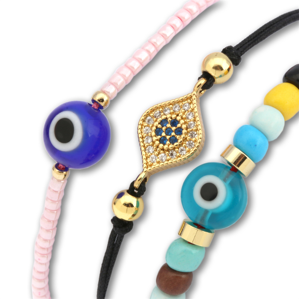 Bohemian Eye Plastic Resin Glass Knitting Gold Plated Women's Twisted Cable Bracele display picture 5