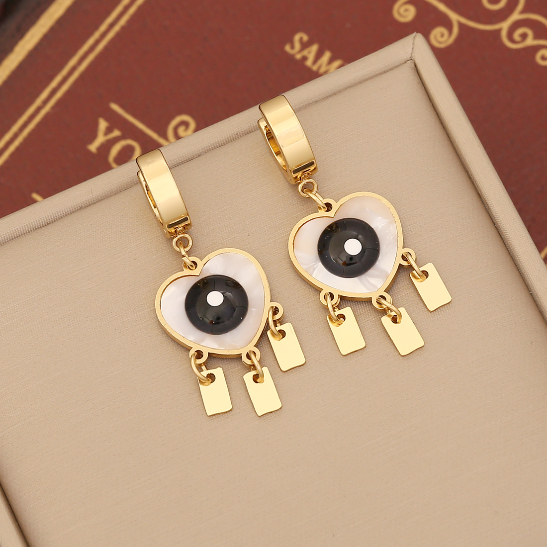 1 Pair IG Style Devil'S Eye Enamel Stainless Steel 18K Gold Plated Drop Earrings display picture 10