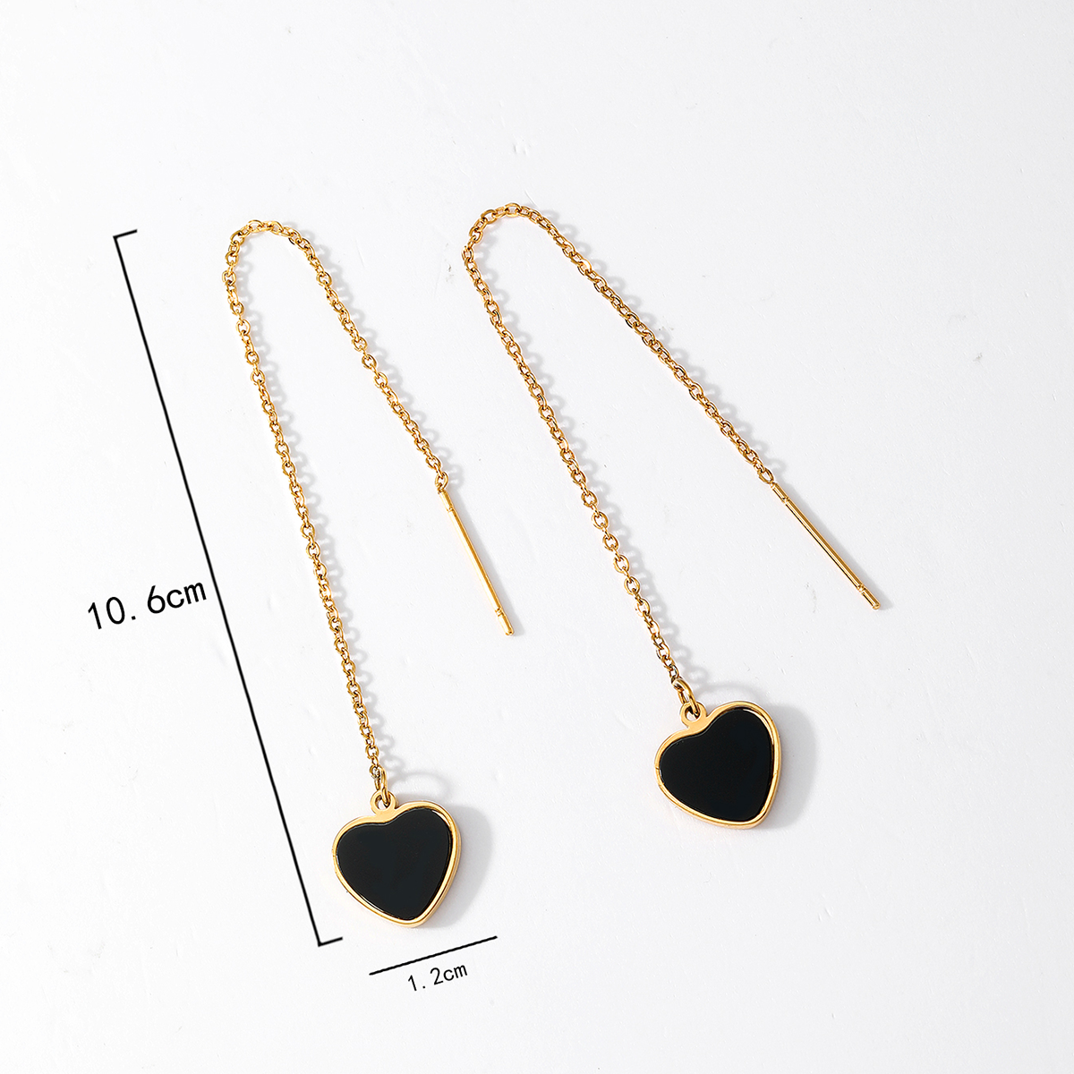1 Pair Luxurious Simple Style Oval Heart Shape Flower Tassel Plating Inlay 201 Stainless Steel Diamond 18K Gold Plated Ear Line display picture 8